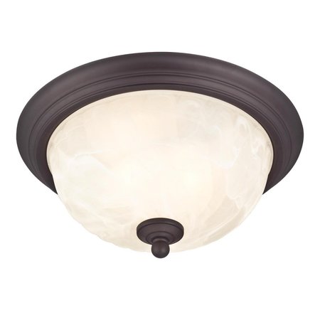 WESTINGHOUSE Fixture Ceiling Outdr Flush-Mount 60W 2-Light Naveen 13In ORB Stl White Albst Glass 6230900